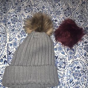 Hat with snap on puffs